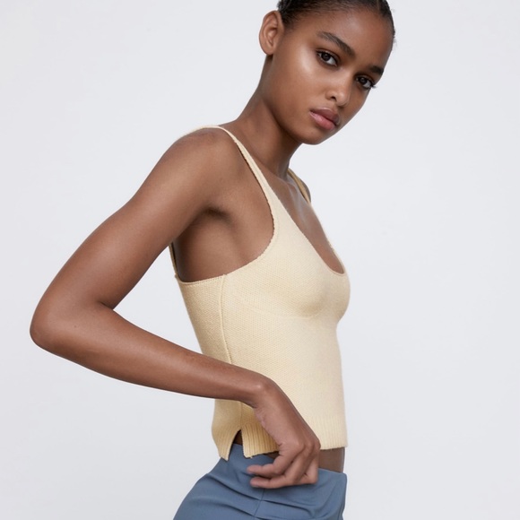 ZARA Cream Chunky knit tank top - Picture 2 of 6